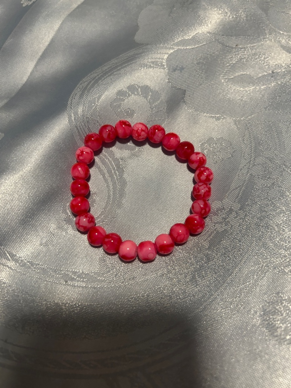 Pink & red Beaded Stretch Bracelet
